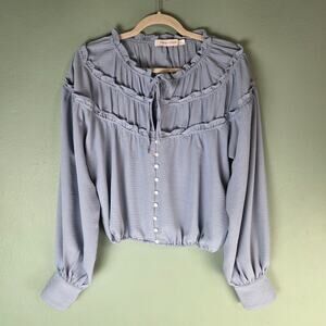 Bishop + Young Womens Ultra Violet Boho Canyon Top Size Medium Blue Azul